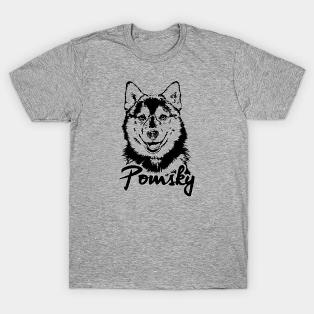 Funny Proud Pomsky dog portrait gift T-Shirt by wilsigns